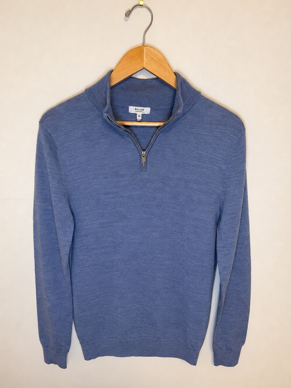 Reiss Blackhall 1/4 Zip Sweater Mens M Dark Bordeaux Merino Wool Pullover Preppy
